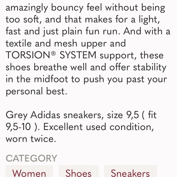 Adidas SUPERNOVA GLIDE BOOST SHOES, 9,5 - Picture 10 of 10